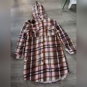 Just Love Pink and Brown Plaid Raincoat